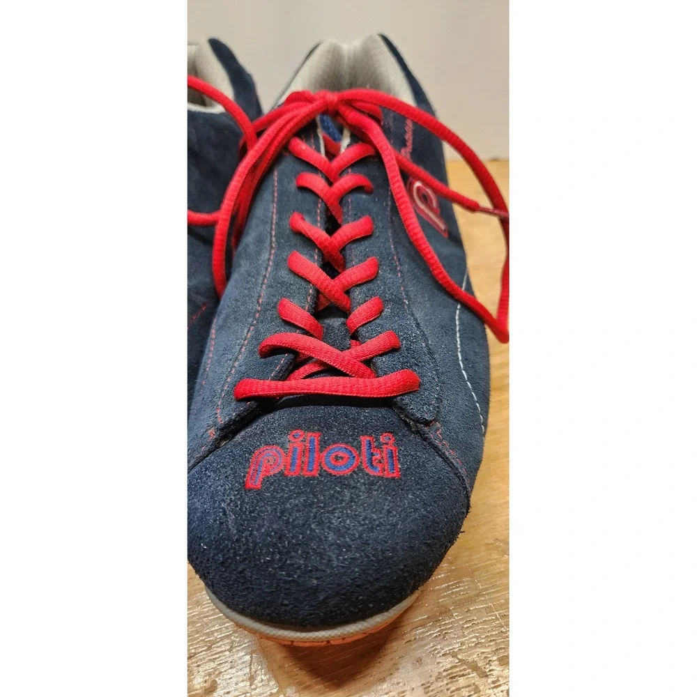 Piloti Prototipo Navy Blue Suede Red Driving Shoes Mens Sneakers Low Top